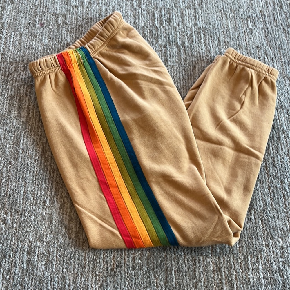 Aviator Nation Men's Tan 6 Stripe Sweatpants (Size M)